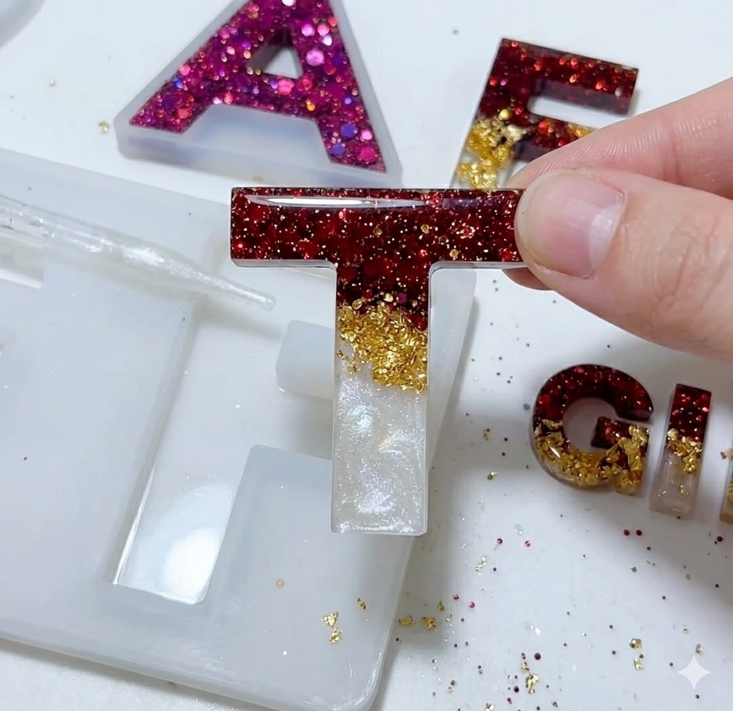 white gold red glitter